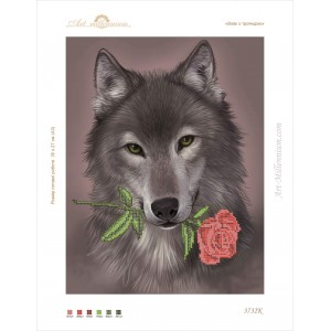 3732K Wolf with a rose