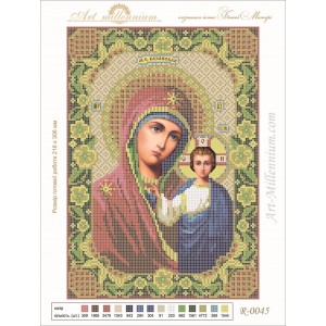 R-0045 Kazan Icon of the Mother of God A4 (oak leaves)