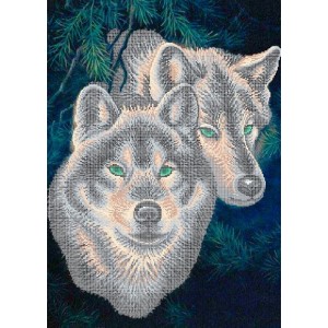 W-0680 Wolves in a pine forest A2