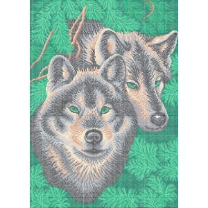 W-0682 Wolves in a pine forest (full stitching) A2