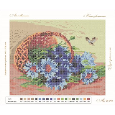 W-319 Basket with cornflowers A4